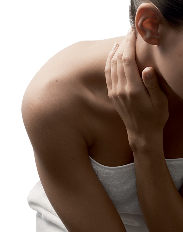 Uvolňující masáž šije a rukou při ošetření Anti-Fatigue