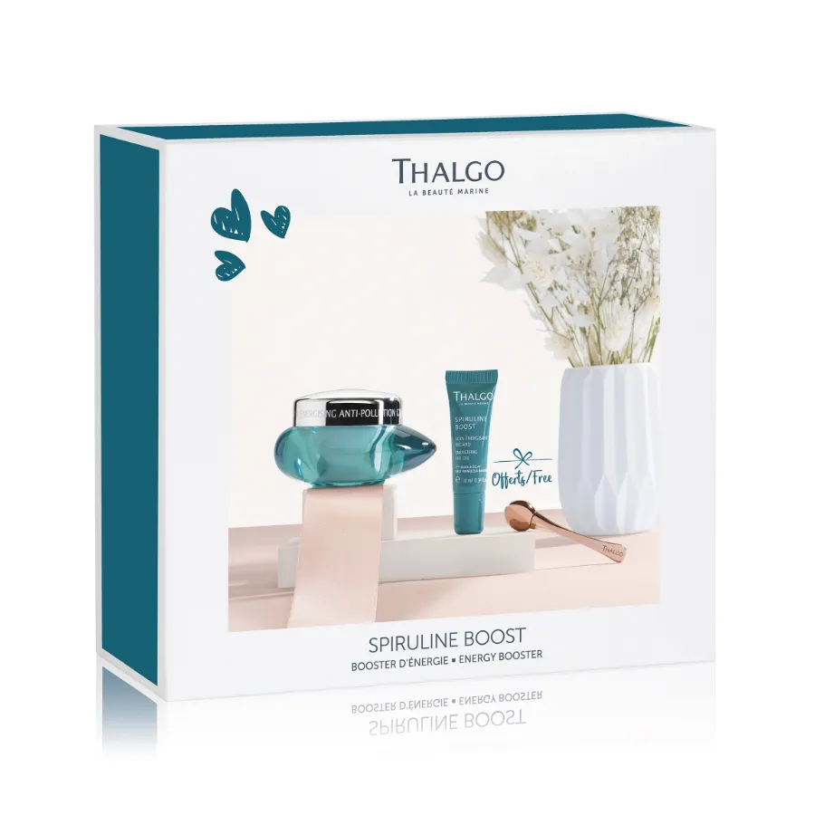 THALGO Beauty Set Spiruline Boost pro prevenci prvních vrásek s masážním válečkem