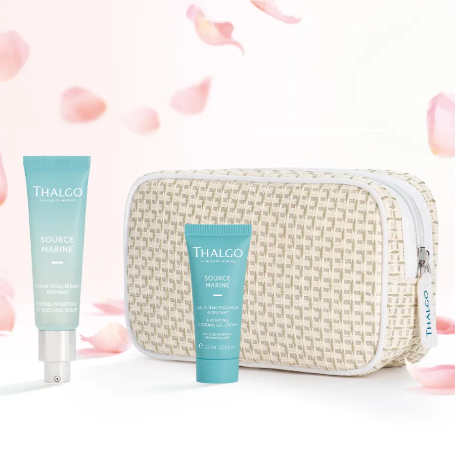 THALGO Beauty Set Source Marine na hydrataci a posílení s kosmetickou taštičkou