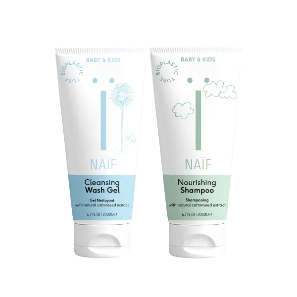 NAIF Výhodný set šamponu a mycího gelu pro děti a miminka 