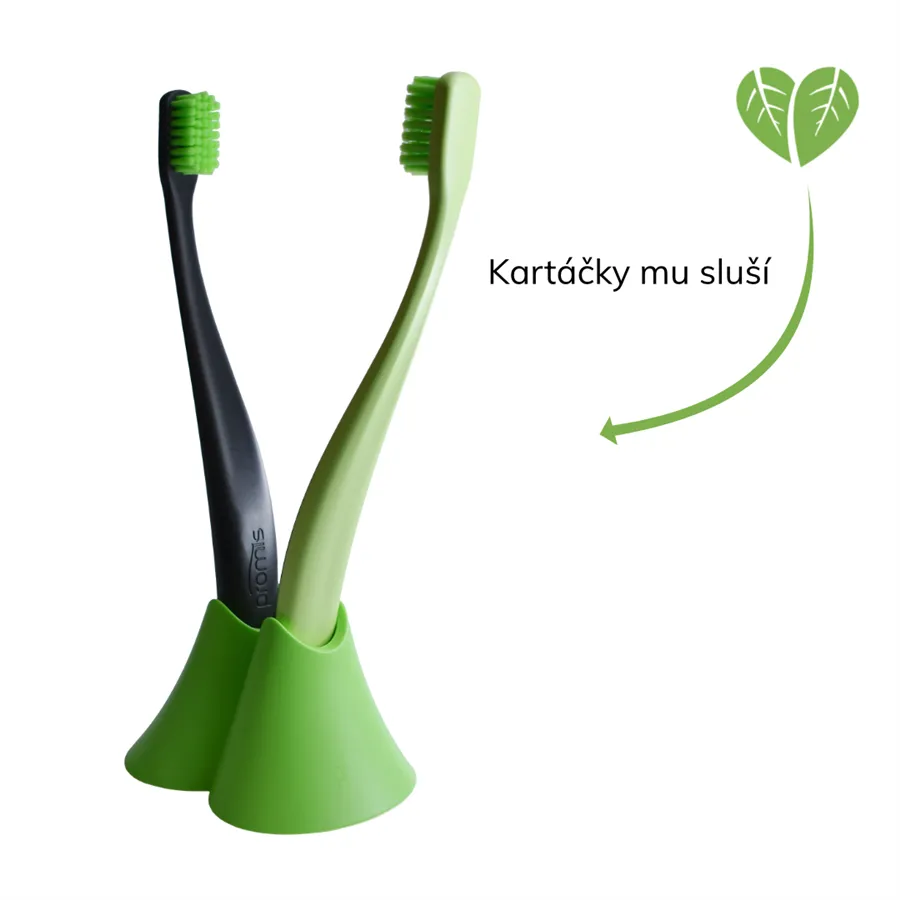 PROMIS Duo stojánek na zubní kartáčky z bio plastu zelený