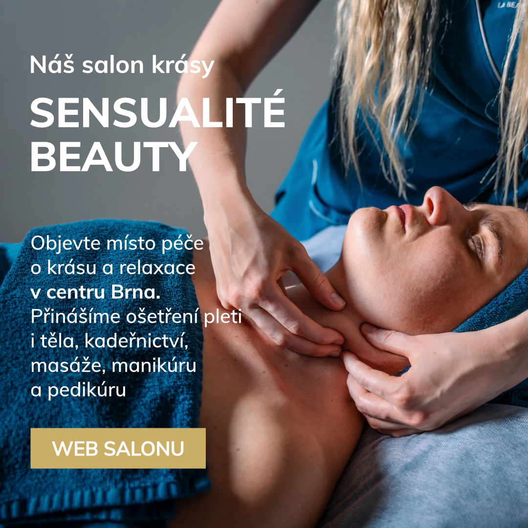 Náš salon krásy
SENSUALITÉ BEAUTY

Objevte místo péče o krásu a relaxace v centru Brna. Přinášíme ošetření pleti i těla, kadeřnictví, masáže, manikúru
a pedikúru

