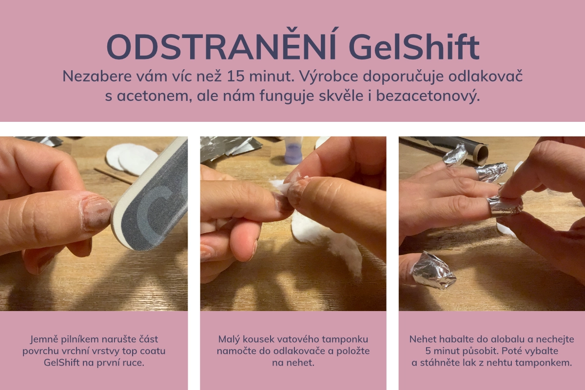 odstranění top coat GelShift Londontown odstranění top coatu GelShift Londontown